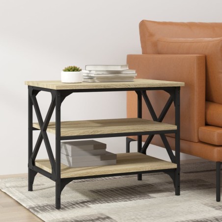 vidaXL Mesa auxiliar madera contrachapada roble Sonoma 55x38x45 cm