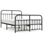 vidaXL Estructura de cama cabecero y pie de cama metal negro 135x190cm vidaXL Estructura de cama cabecero y pie de cama metal negro 135x190cm