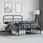 vidaXL Estructura de cama cabecero y pie de cama metal negro 135x190cm vidaXL Estructura de cama cabecero y pie de cama metal negro 135x190cm