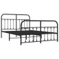 vidaXL Estructura de cama cabecero y pie de cama metal negro 135x190cm vidaXL Estructura de cama cabecero y pie de cama metal negro 135x190cm