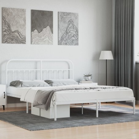 vidaXL Estructura de cama de metal con cabecero blanco 183x213 cm