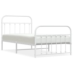 vidaXL Estructura cama metal cabecero y pie de cama blanca 100x190 cm