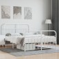 vidaXL Estructura cama metal con cabecero y estribo blanco 150x200 cm vidaXL Estructura cama metal con cabecero y estribo blanco 150x200 cm