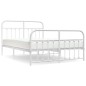 vidaXL Estructura cama metal con cabecero y estribo blanco 150x200 cm vidaXL Estructura cama metal con cabecero y estribo blanco 150x200 cm