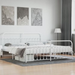 vidaXL Estructura cama metal con cabecero y pie cama blanco 193x203 cm