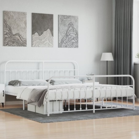 vidaXL Estructura cama metal con cabecero y pie cama blanco 193x203 cm