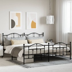 vidaXL Estructura de cama cabecero y pie de cama metal negro 193x203cm