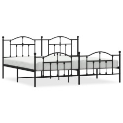 vidaXL Estructura de cama cabecero y pie de cama metal negro 193x203cm