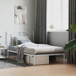 vidaXL Estructura de cama de metal con cabecero blanco 100x190 cm