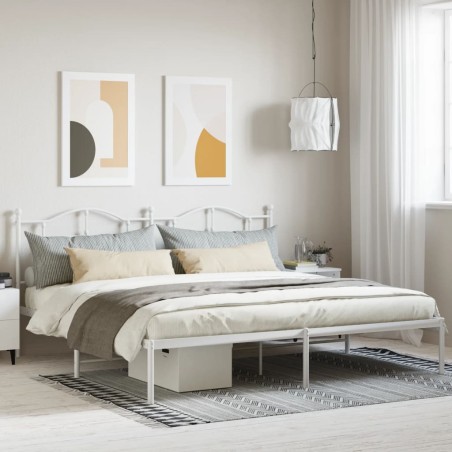vidaXL Estructura de cama de metal con cabecero blanco 193x203 cm