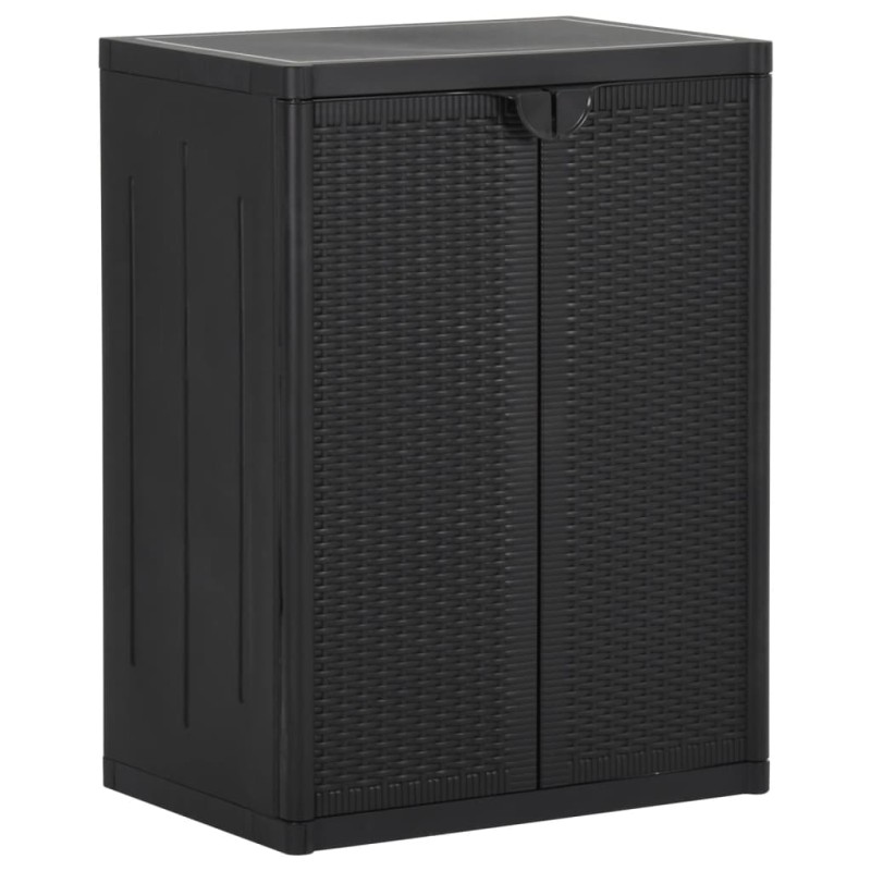 vidaXL Armario de almacenaje de jardín PP ratán negro 65x45x88 cm vidaXL Armario de almacenaje de jardín PP ratán negro 65x45x88 cm