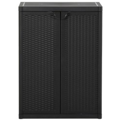 vidaXL Armario de almacenaje de jardín PP ratán negro 65x45x88 cm