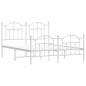 vidaXL Estructura cama metal con cabecero y estribo blanco 135x190 cm vidaXL Estructura cama metal con cabecero y estribo blanco 135x190 cm