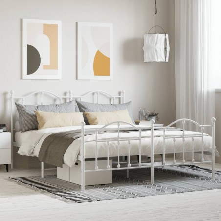 vidaXL Estructura cama metal con cabecero y pie cama blanco 183x213 cm