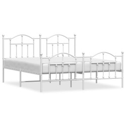 vidaXL Estructura cama metal con cabecero y pie cama blanco 183x213 cm
