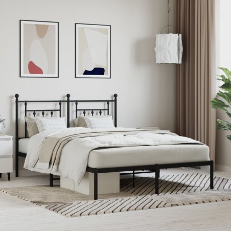 vidaXL Estructura de cama con cabecero metal negro 150x200 cm