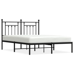 vidaXL Estructura de cama con cabecero metal negro 150x200 cm