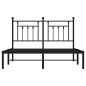 vidaXL Estructura de cama con cabecero metal negro 150x200 cm