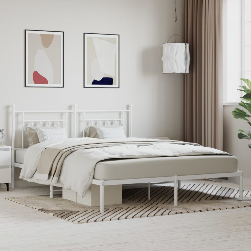 vidaXL Estructura de cama de metal con cabecero blanco 183x213 cm vidaXL Estructura de cama de metal con cabecero blanco 183x213 cm