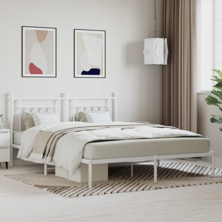 vidaXL Estructura de cama de metal con cabecero blanco 183x213 cm