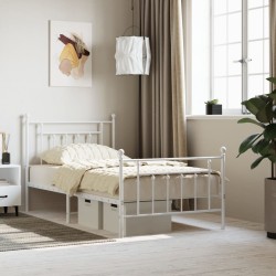 vidaXL Estructura cama metal cabecero y pie de cama blanca 100x190 cm