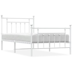 vidaXL Estructura cama metal cabecero y pie de cama blanca 100x190 cm