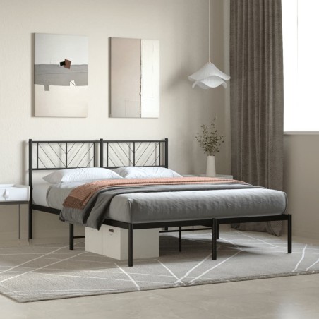 vidaXL Estructura de cama con cabecero metal negro 150x200 cm