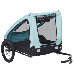 vidaXL Remolque de bicicleta para mascotas azul y negro