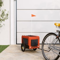 vidaXL Remolque de bicicleta mascotas hierro tela Oxford naranja negro