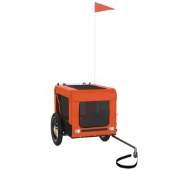 vidaXL Remolque de bicicleta mascotas hierro tela Oxford naranja negro