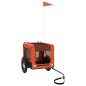 vidaXL Remolque de bicicleta mascotas hierro tela Oxford naranja negro