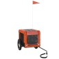 vidaXL Remolque de bicicleta mascotas hierro tela Oxford naranja negro