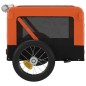 vidaXL Remolque de bicicleta mascotas hierro tela Oxford naranja negro