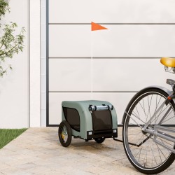 vidaXL Remolque de bicicleta mascotas hierro tela Oxford gris negro