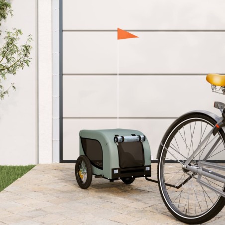 vidaXL Remolque de bicicleta mascotas hierro tela Oxford gris negro