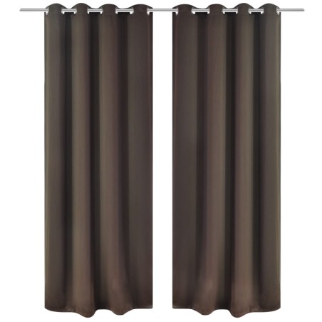 vidaXL Cortinas opacas 2 piezas con ojales de metal 135x175 cm marrón