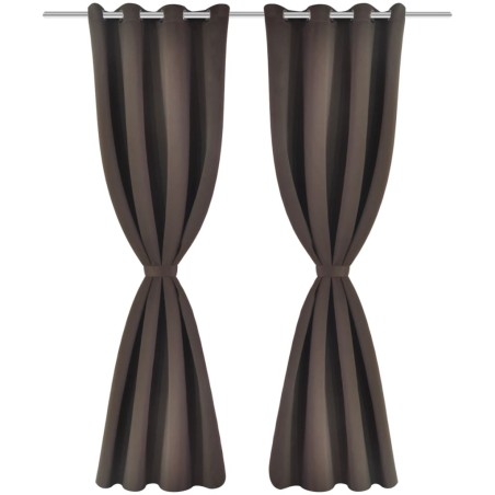 vidaXL Cortinas opacas 2 piezas con ojales de metal 135x175 cm marrón