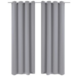 vidaXL Cortinas opacas 2 piezas con ojales de metal 135x175 cm gris