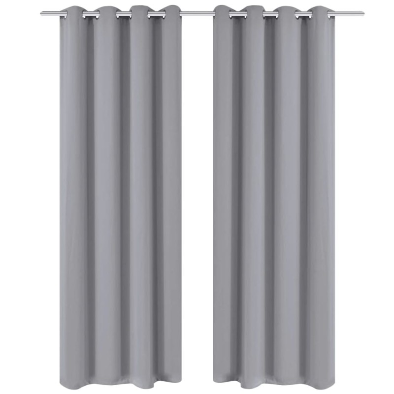 vidaXL Cortinas opacas 2 piezas con ojales de metal 135x175 cm gris vidaXL Cortinas opacas 2 piezas con ojales de metal 135x175 cm gris