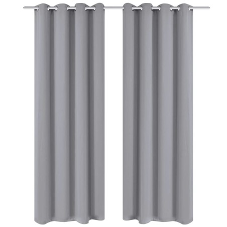 vidaXL Cortinas opacas 2 piezas con ojales de metal 135x175 cm gris