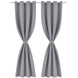 vidaXL Cortinas opacas 2 piezas con ojales de metal 135x175 cm gris