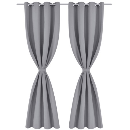 vidaXL Cortinas opacas 2 piezas con ojales de metal 135x175 cm gris