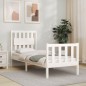vidaXL Estructura de cama individual con cabecero madera maciza blanco vidaXL Estructura de cama individual con cabecero madera maciza blanco