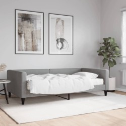 vidaXL Sofá cama con colchón tela gris claro 100x200 cm