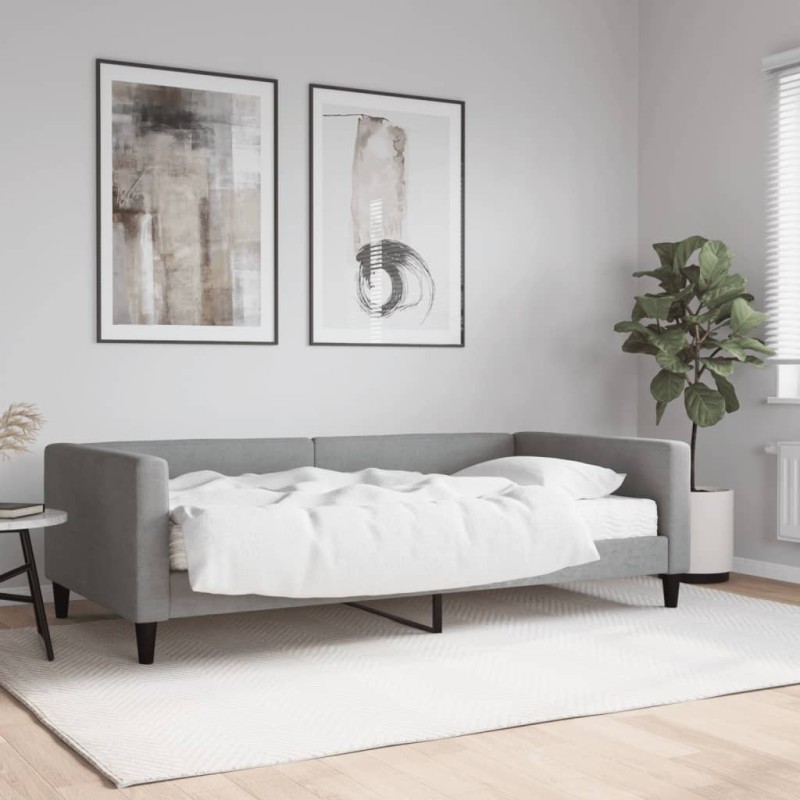 vidaXL Sofá cama con colchón tela gris claro 100x200 cm vidaXL Sofá cama con colchón tela gris claro 100x200 cm