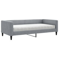 vidaXL Sofá cama con colchón tela gris claro 100x200 cm