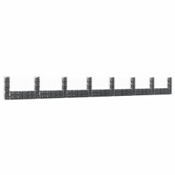 vidaXL Cesta de gaviones forma de U 8 postes de hierro 860x20x100 cm