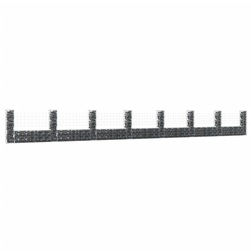 vidaXL Cesta de gaviones forma de U 8 postes de hierro 860x20x100 cm vidaXL Cesta de gaviones forma de U 8 postes de hierro 860x20x100 cm