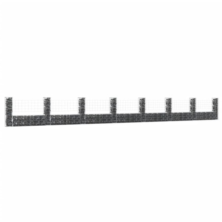 vidaXL Cesta de gaviones forma de U 8 postes de hierro 860x20x100 cm