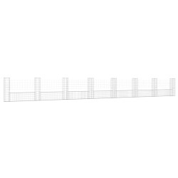 vidaXL Cesta de gaviones forma de U 8 postes de hierro 860x20x100 cm